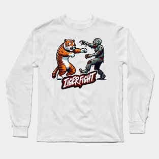 Tiger vs Zombie Fight Long Sleeve T-Shirt